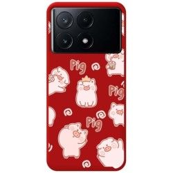 Funda Silicona Líquida Roja para Xiaomi Poco X6 Pro 5G diseño Cerdos Dibujos