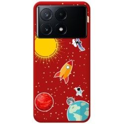 Funda Silicona Líquida Roja para Xiaomi Poco X6 Pro 5G diseño Espacio Dibujos