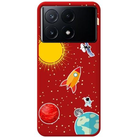 Funda Silicona Líquida Roja para Xiaomi Poco X6 Pro 5G diseño Espacio Dibujos