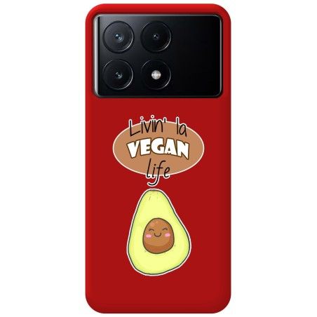 Funda Silicona Líquida Roja para Xiaomi Poco X6 Pro 5G diseño Vegan Life Dibujos