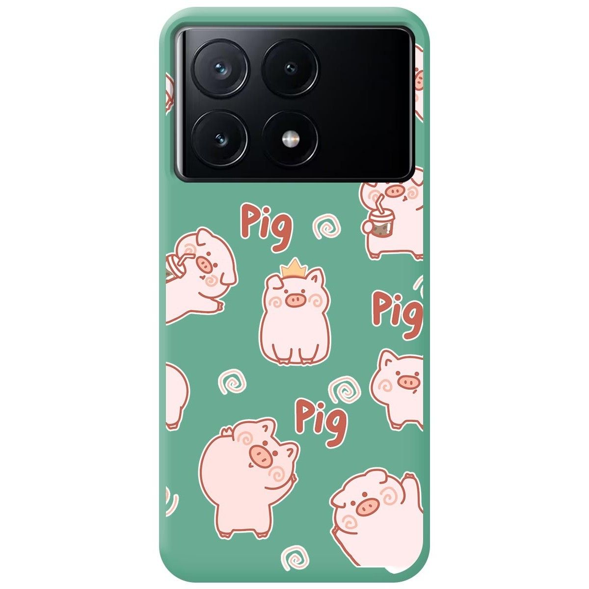 Funda Silicona Líquida Verde para Xiaomi Poco X6 Pro 5G diseño Cerdos Dibujos