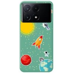 Funda Silicona Líquida Verde para Xiaomi Poco X6 Pro 5G diseño Espacio Dibujos