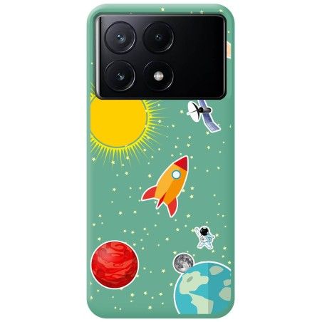 Funda Silicona Líquida Verde para Xiaomi Poco X6 Pro 5G diseño Espacio Dibujos