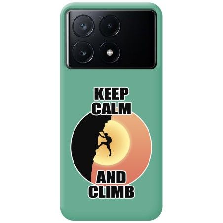 Funda Silicona Líquida Verde para Xiaomi Poco X6 Pro 5G diseño Hombre Escalada Dibujos