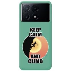 Funda Silicona Líquida Verde para Xiaomi Poco X6 Pro 5G diseño Mujer Escalada Dibujos