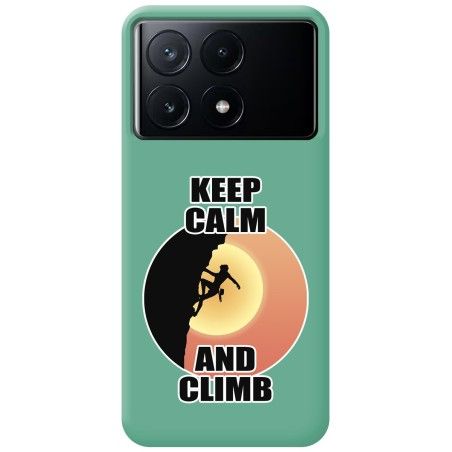 Funda Silicona Líquida Verde para Xiaomi Poco X6 Pro 5G diseño Mujer Escalada Dibujos