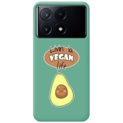 Funda Silicona Líquida Verde para Xiaomi Poco X6 Pro 5G diseño Vegan Life Dibujos