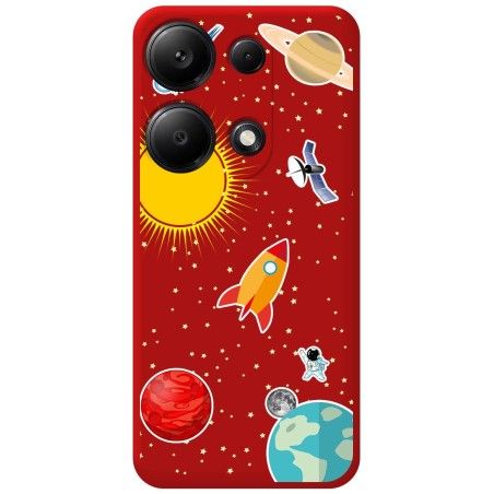 Funda Silicona Líquida Roja para Xiaomi Redmi Note 13 Pro 4G diseño Espacio Dibujos