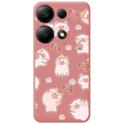 Funda Silicona Líquida Rosa para Xiaomi Poco M6 Pro 4G diseño Cerdos Dibujos
