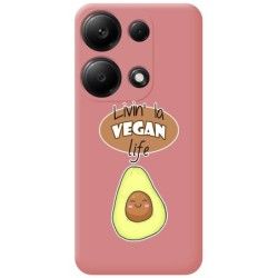 Funda Silicona Líquida Rosa para Xiaomi Poco M6 Pro 4G diseño Vegan Life Dibujos