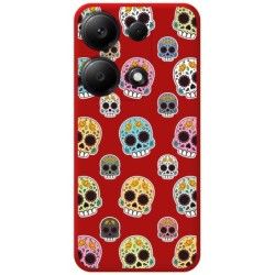 Funda Silicona Líquida Roja para Xiaomi Poco M6 Pro 4G diseño Catrina Dibujos