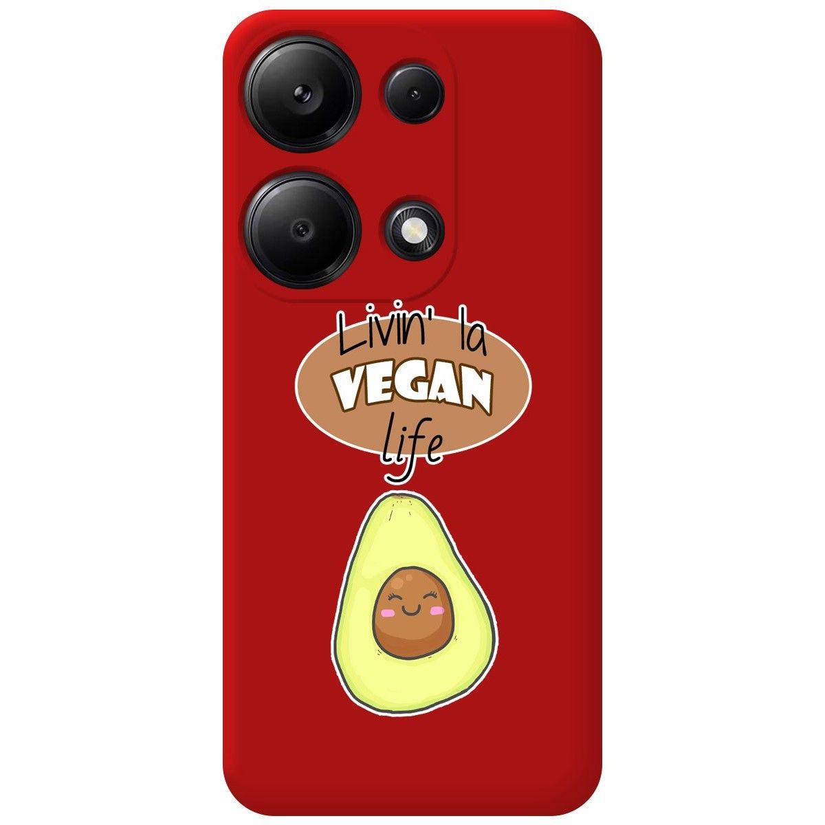 Funda Silicona Líquida Roja para Xiaomi Poco M6 Pro 4G diseño Vegan Life Dibujos
