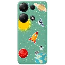 Funda Silicona Líquida Verde para Xiaomi Poco M6 Pro 4G diseño Espacio Dibujos