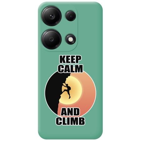 Funda Silicona Líquida Verde para Xiaomi Poco M6 Pro 4G diseño Hombre Escalada Dibujos