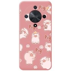 Funda Silicona Líquida Rosa para Huawei Honor Magic 6 Lite 5G diseño Cerdos Dibujos