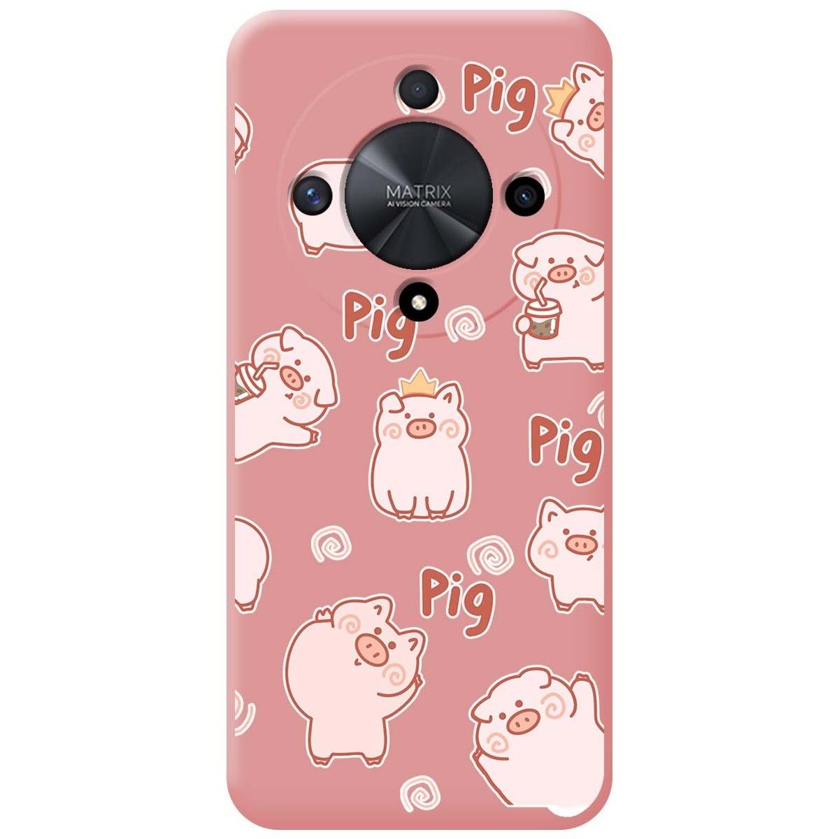 Funda Silicona Líquida Rosa para Huawei Honor Magic 6 Lite 5G diseño Cerdos Dibujos