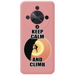 Funda Silicona Líquida Rosa para Huawei Honor Magic 6 Lite 5G diseño Hombre Escalada Dibujos