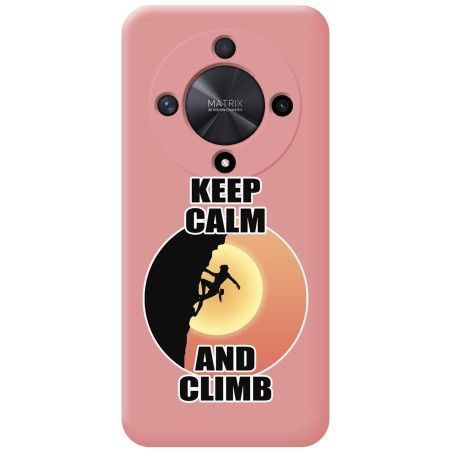 Funda Silicona Líquida Rosa para Huawei Honor Magic 6 Lite 5G diseño Mujer Escalada Dibujos