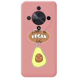 Funda Silicona Líquida Rosa para Huawei Honor Magic 6 Lite 5G diseño Vegan Life Dibujos