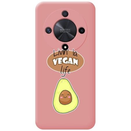 Funda Silicona Líquida Rosa para Huawei Honor Magic 6 Lite 5G diseño Vegan Life Dibujos