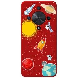 Funda Silicona Líquida Roja para Huawei Honor Magic 6 Lite 5G diseño Espacio Dibujos