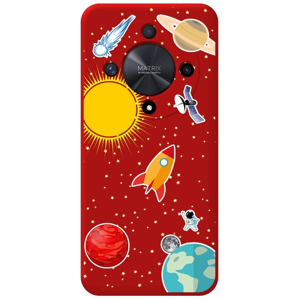 Funda Silicona Líquida Roja para Huawei Honor Magic 6 Lite 5G diseño Espacio Dibujos