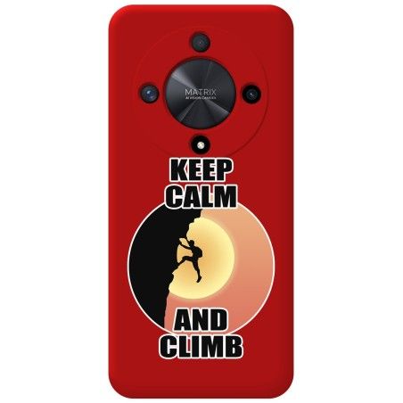 Funda Silicona Líquida Roja para Huawei Honor Magic 6 Lite 5G diseño Hombre Escalada Dibujos