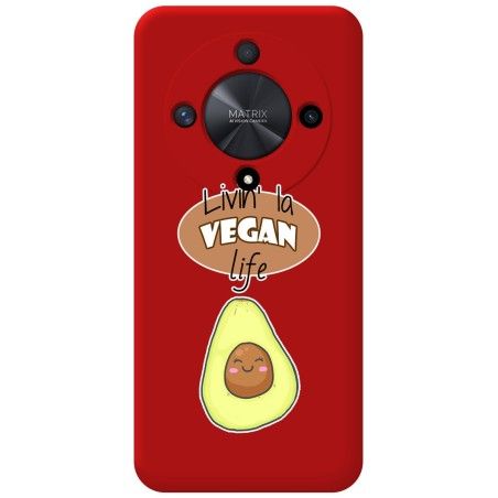 Funda Silicona Líquida Roja para Huawei Honor Magic 6 Lite 5G diseño Vegan Life Dibujos