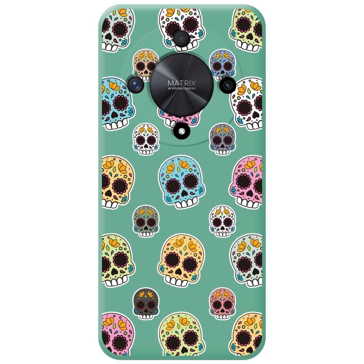 Funda Silicona Líquida Verde para Huawei Honor Magic 6 Lite 5G diseño Catrina Dibujos