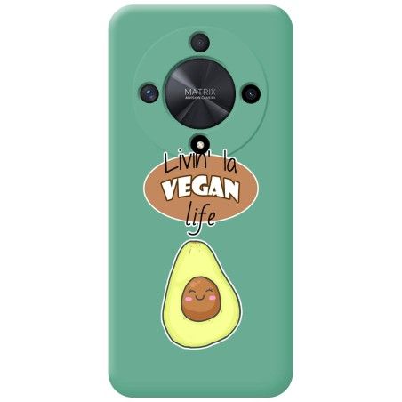 Funda Silicona Líquida Verde para Huawei Honor Magic 6 Lite 5G diseño Vegan Life Dibujos