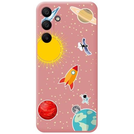 Funda Silicona Líquida Rosa para Samsung Galaxy A15 4G / 5G diseño Espacio Dibujos