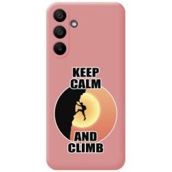 Funda Silicona Líquida Rosa para Samsung Galaxy A15 4G / 5G diseño Hombre Escalada Dibujos