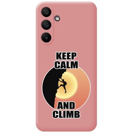 Funda Silicona Líquida Rosa para Samsung Galaxy A15 4G / 5G diseño Hombre Escalada Dibujos