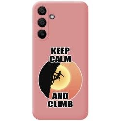 Funda Silicona Líquida Rosa para Samsung Galaxy A15 4G / 5G diseño Mujer Escalada Dibujos