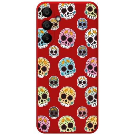 Funda Silicona Líquida Roja para Samsung Galaxy A15 4G / 5G diseño Catrina Dibujos