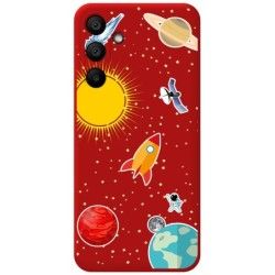 Funda Silicona Líquida Roja para Samsung Galaxy A15 4G / 5G diseño Espacio Dibujos