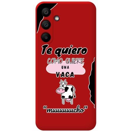 Funda Silicona Líquida Roja para Samsung Galaxy A15 4G / 5G diseño Vaca Dibujos