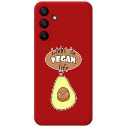 Funda Silicona Líquida Roja para Samsung Galaxy A15 4G / 5G diseño Vegan Life Dibujos