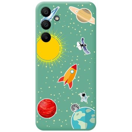 Funda Silicona Líquida Verde para Samsung Galaxy A15 4G / 5G diseño Espacio Dibujos