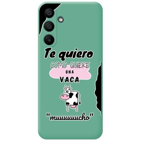 Funda Silicona Líquida Verde para Samsung Galaxy A15 4G / 5G diseño Vaca Dibujos
