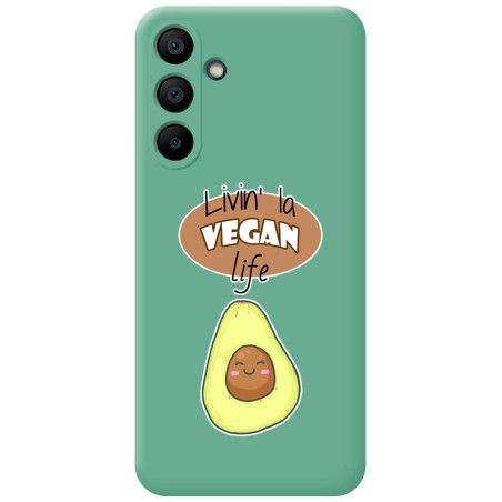 Funda Silicona Líquida Verde para Samsung Galaxy A15 4G / 5G diseño Vegan Life Dibujos