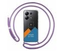 Personaliza tu Funda Colgante Transparente para Xiaomi Redmi Note 13 4G con Cordon Morado Dibujo Personalizada
