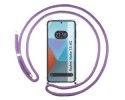 Funda Colgante Transparente para Xiaomi Redmi Note 13 4G con Cordon Morado