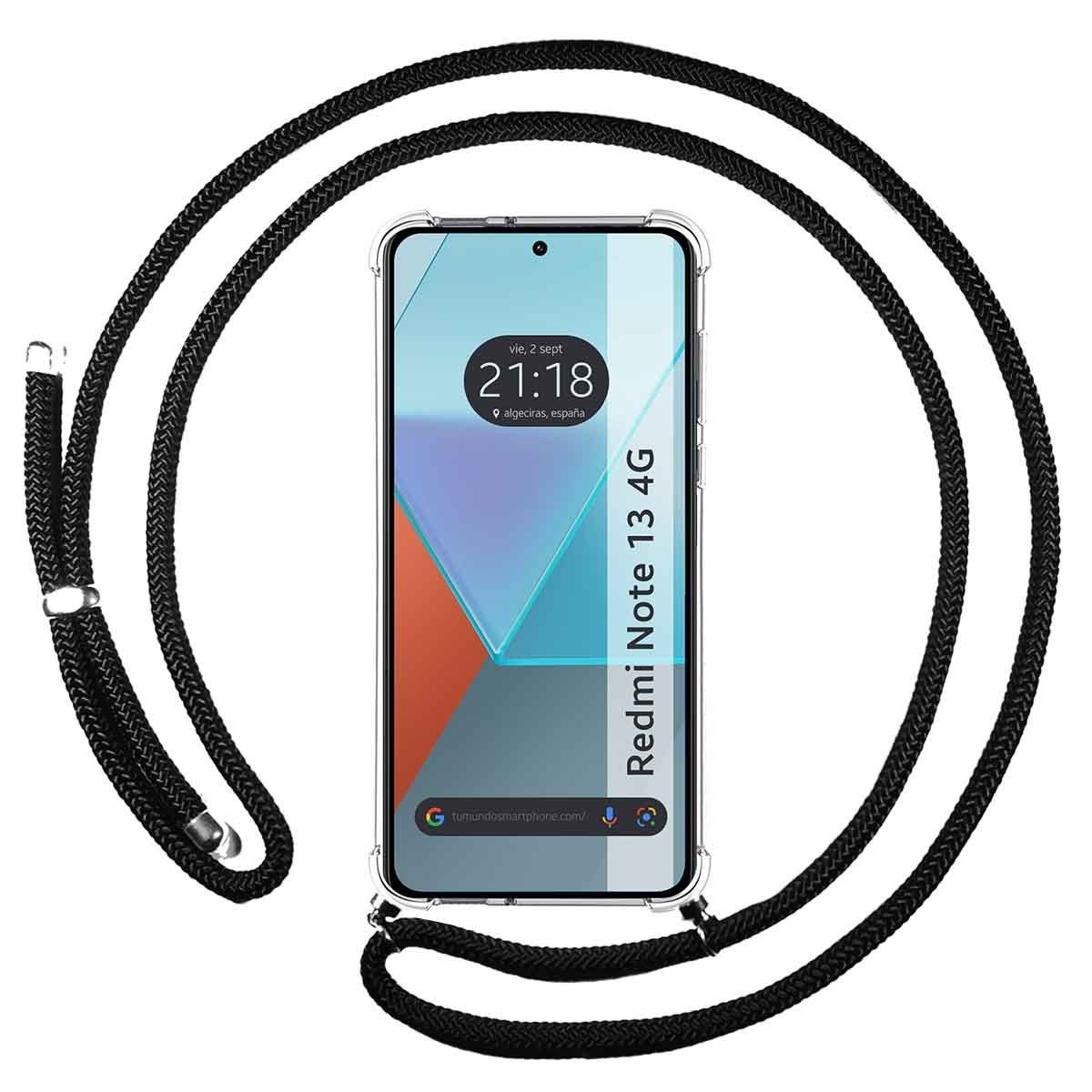 Funda Colgante Transparente para Xiaomi Redmi Note 13 4G con Cordon Negro
