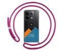 Personaliza tu Funda Colgante Transparente para Xiaomi Redmi Note 13 Pro 5G con Cordon Rosa Fucsia Dibujo Personalizada