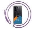 Personaliza tu Funda Colgante Transparente para Xiaomi Redmi Note 13 Pro 5G con Cordon Morado Dibujo Personalizada