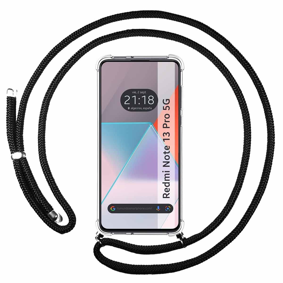 Funda Colgante Transparente para Xiaomi Redmi Note 13 Pro 5G con Cordon Negro
