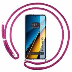 Personaliza tu Funda Colgante Transparente para Xiaomi Poco X6 5G con Cordon Rosa Fucsia Dibujo Personalizada