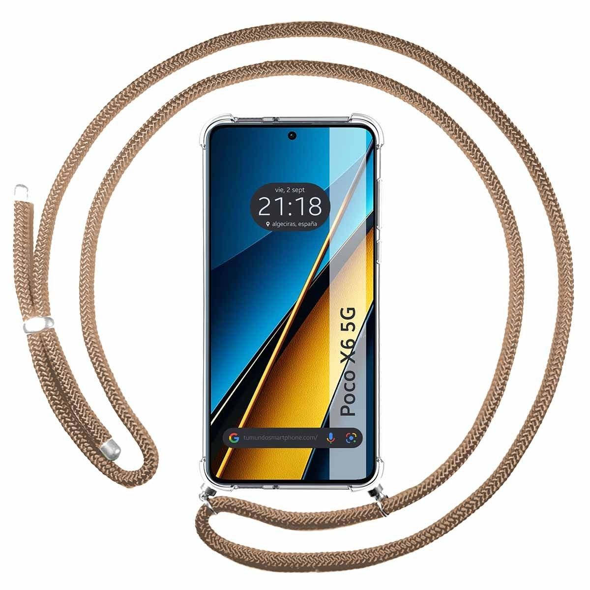 Funda Colgante Transparente para Xiaomi Poco X6 5G con Cordon Camel