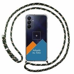 Personaliza tu Funda Colgante Transparente para Samsung Galaxy A15 4G / 5G con Cordon Verde / Dorado Dibujo Personalizada